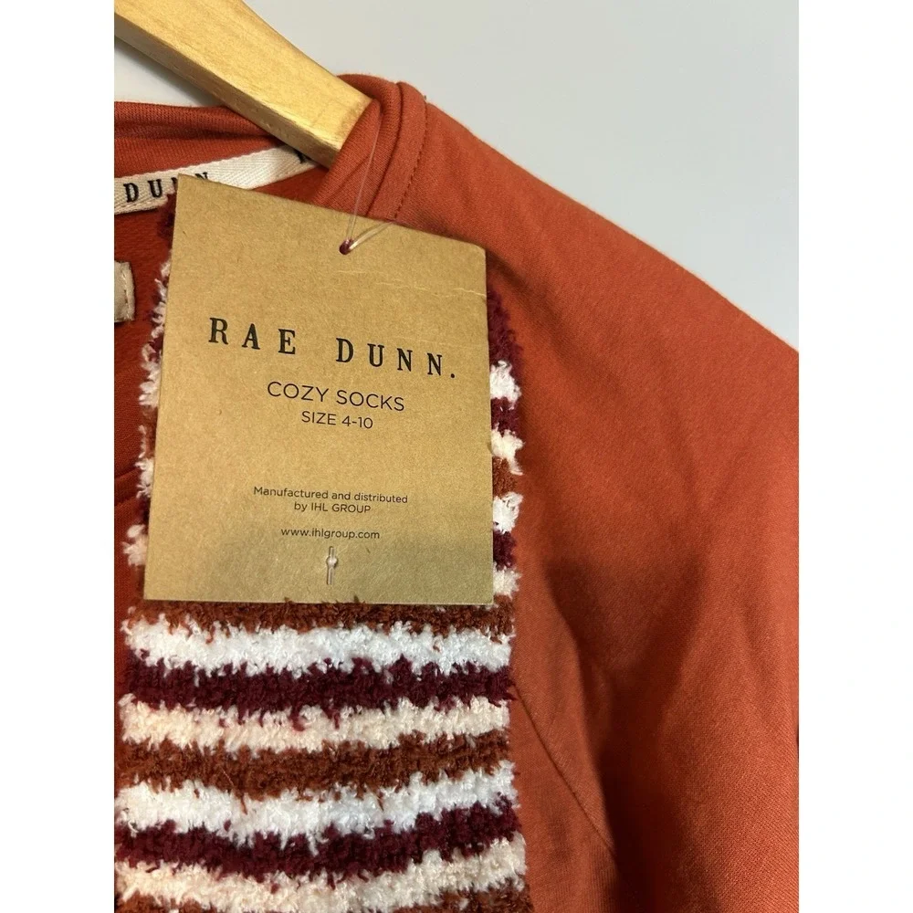 Rae Dunn Orange Pumpkin Spice Fleece Lined Sweatshirt & Socks Women's Size S NWT - Picture 9 of 9